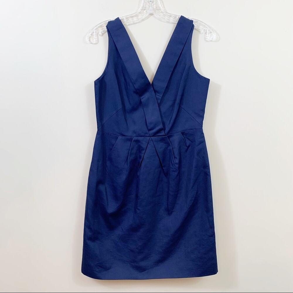 J Crew Double V-Neck Navy Sleeveless Shift Dress